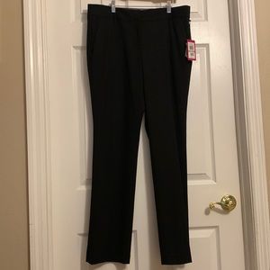 NWT Vince Camuto Dress Pants Black Straight Mid Rise, size 12.